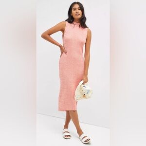 NWOT Anthropologie Daily Practice Coral Sleeveless Ribbed Sweater Dress, Size S